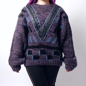 1980s Vintage Street Scenes Leather Unisex Sweater